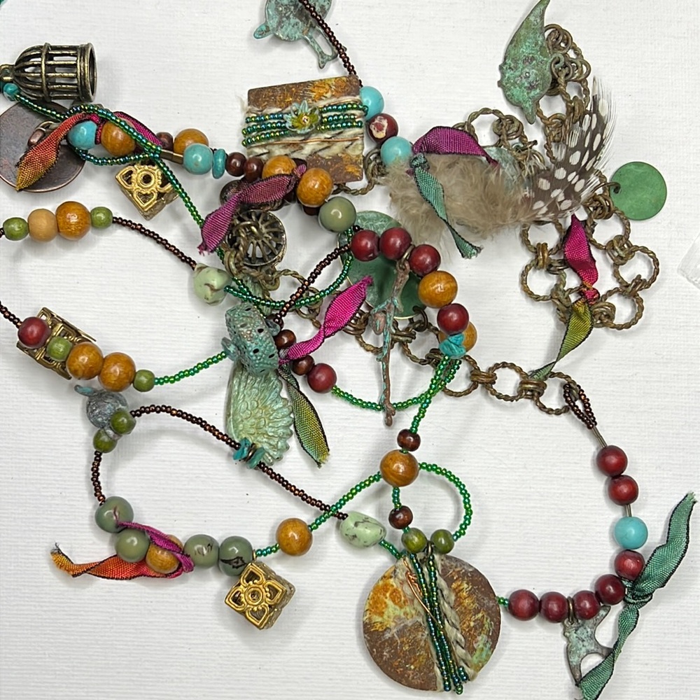 Seed Bead Multi Charm Necklace 876